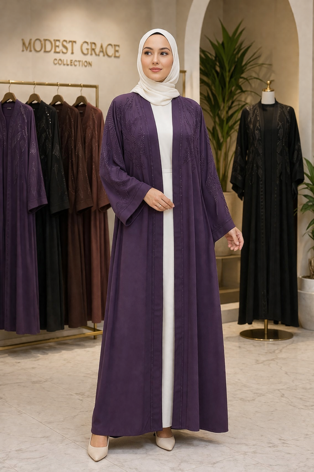 Desighner Open Abaya With Heavy Embroidery
