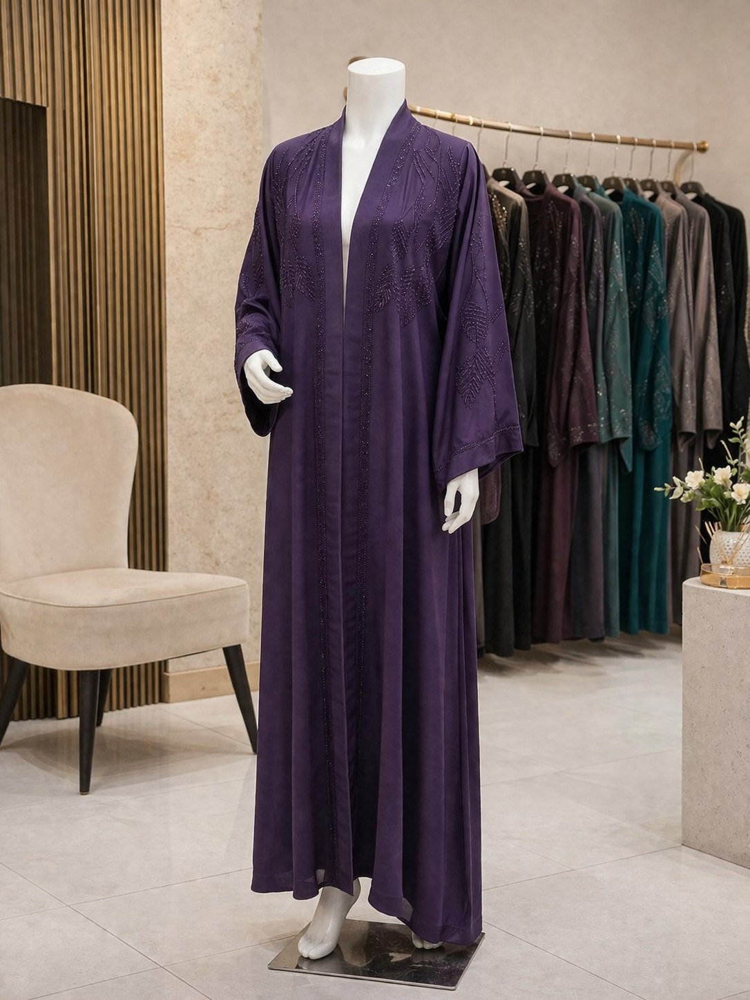 Desighner Open Abaya With Heavy Embroidery