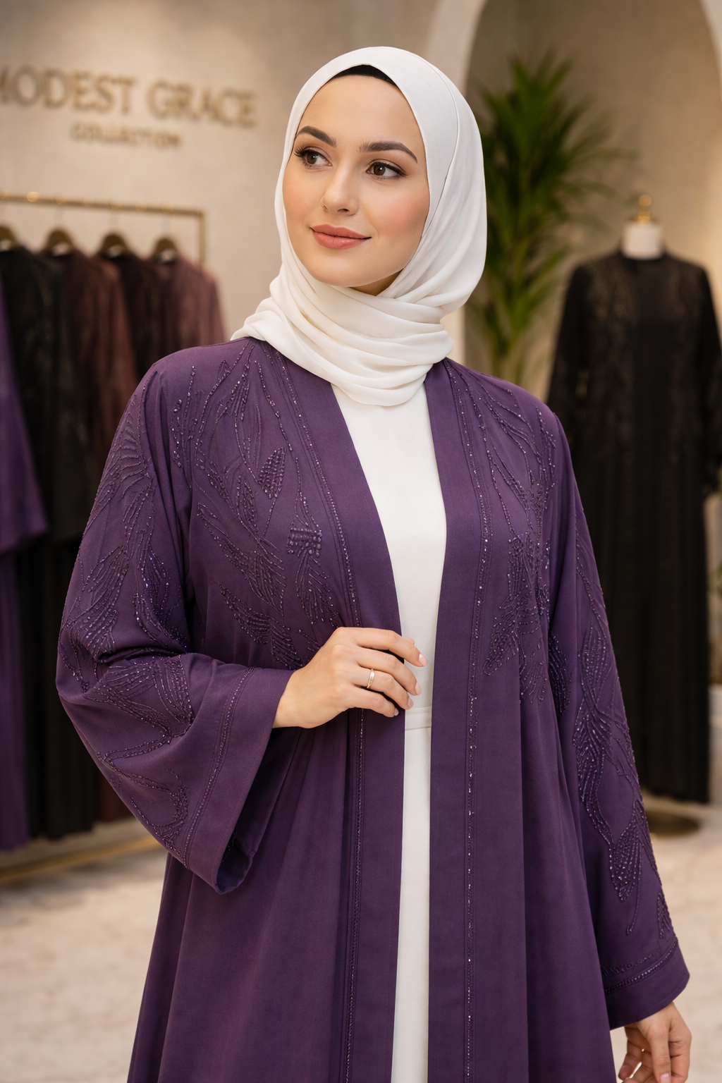 Desighner Open Abaya With Heavy Embroidery