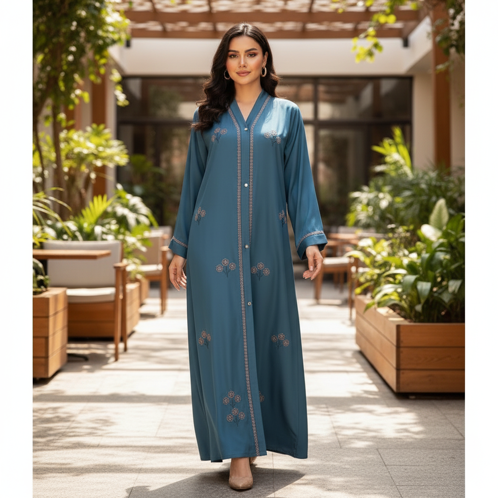 Flora Azure Abaya Branded