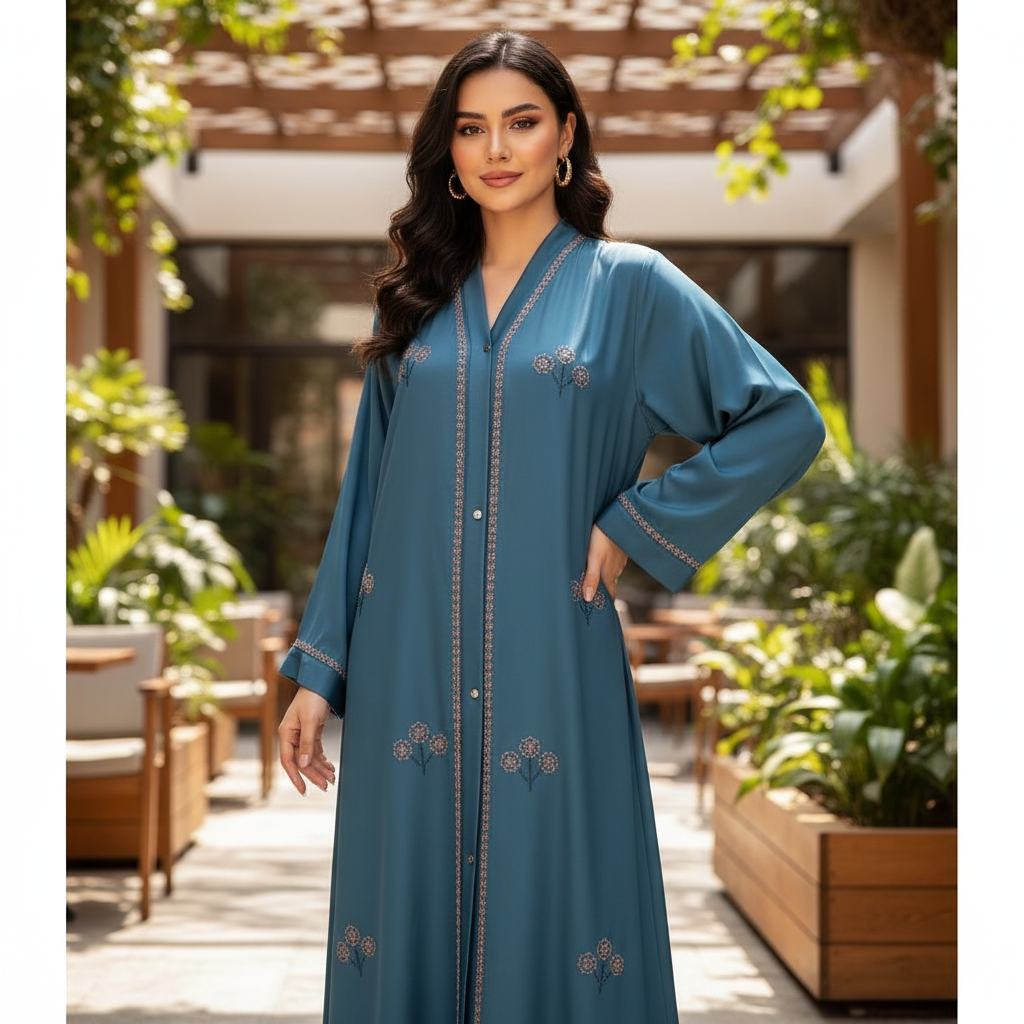 Flora Azure Abaya Branded